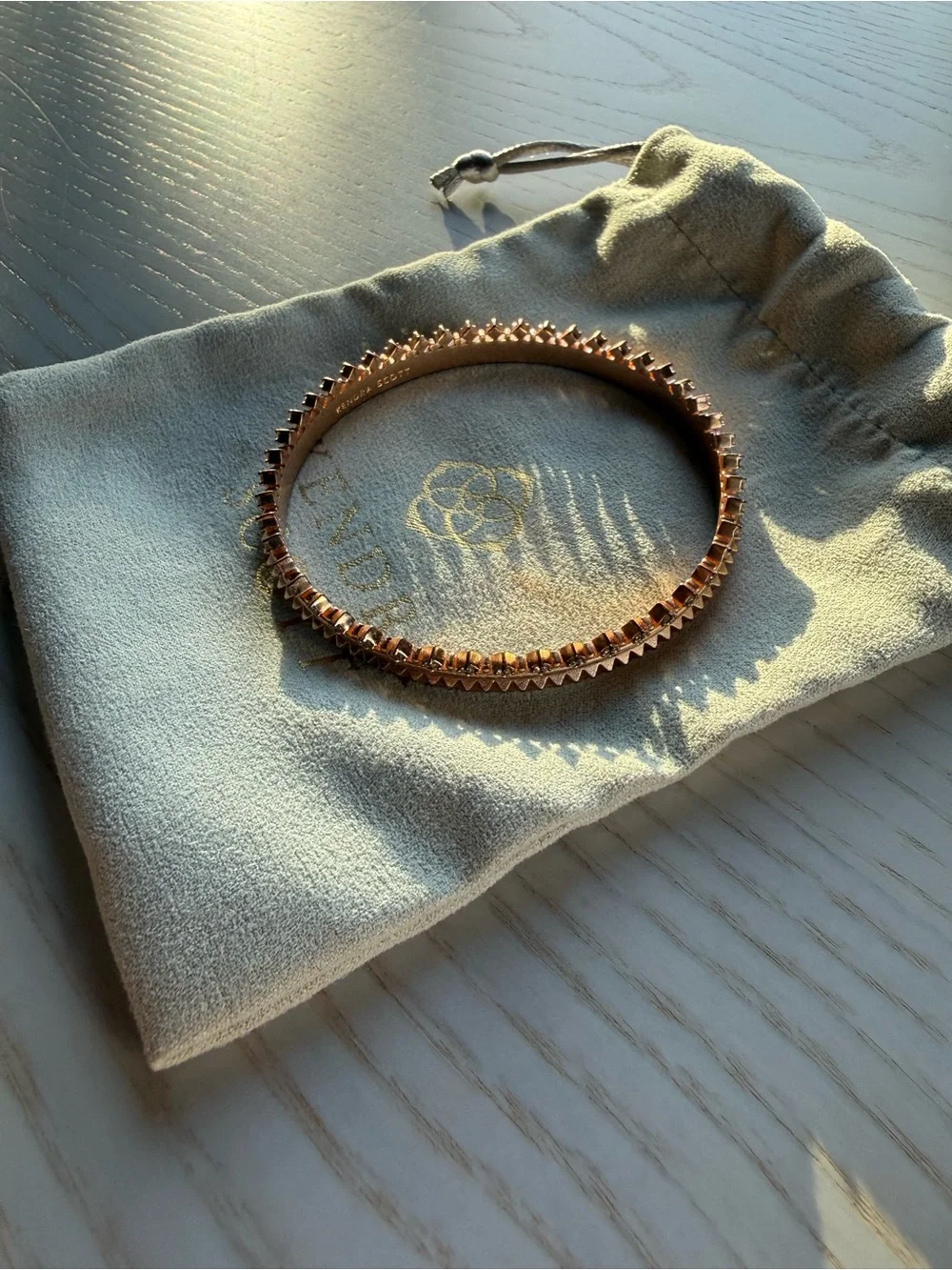 Kendra Scott Rose Gold Crystal Pyramid Stack Bangle Set